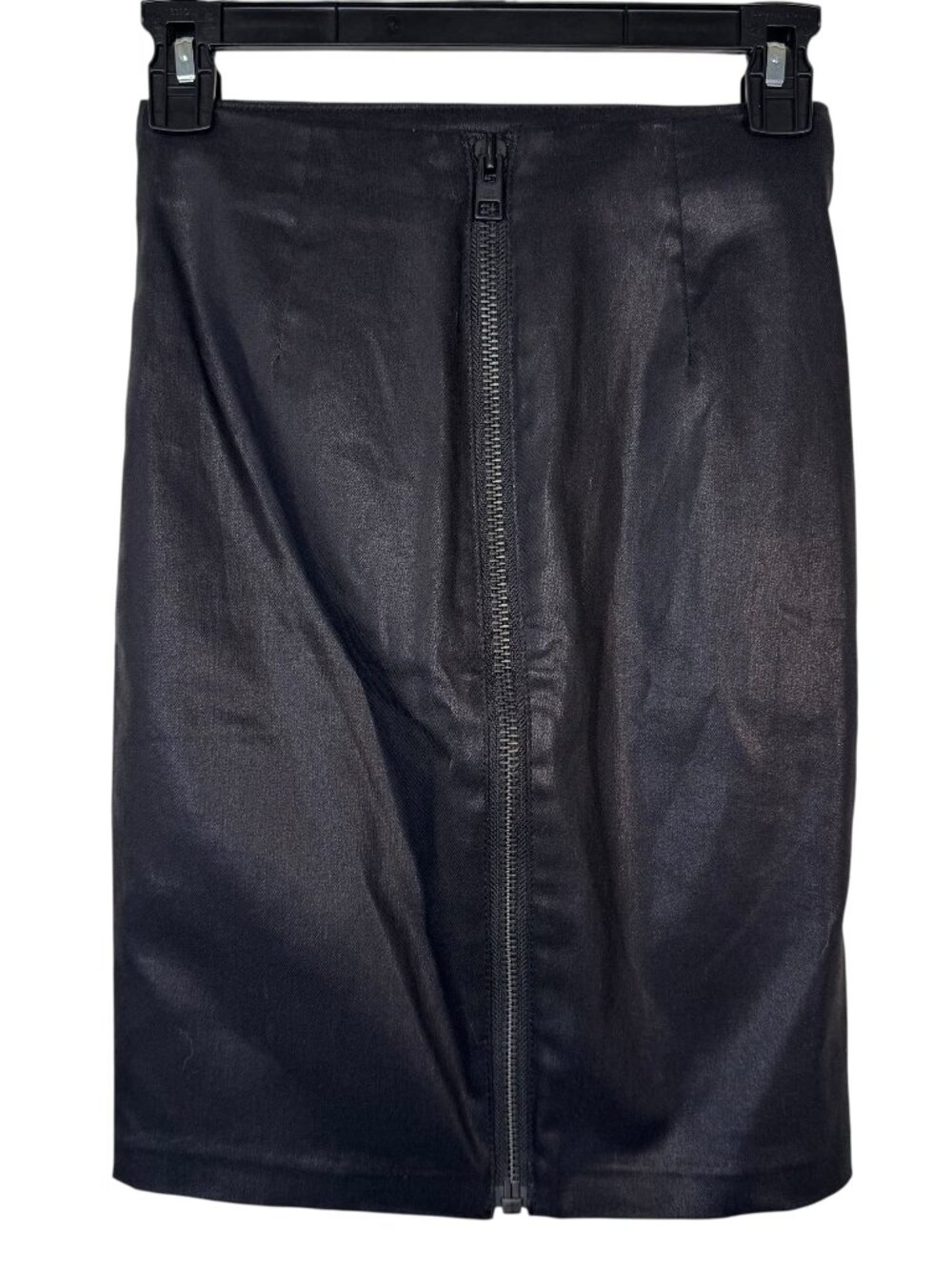 All Saints Black Coated Skirt w/ Zipper On Back Goth Punk Grunge Alternative Sz0